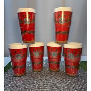 Scandinavian Floral Design 6 Insulated Tumblers Helen Blanck Retro Style Decor